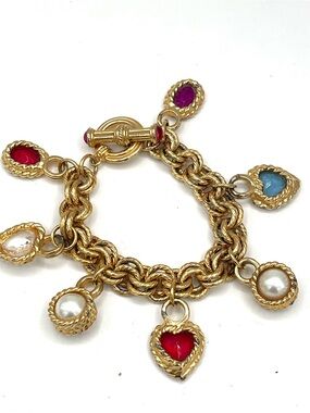 Givenchy Vintage 1980s Gripoix Heavy Charm Bracelet Makes A Bold Statement